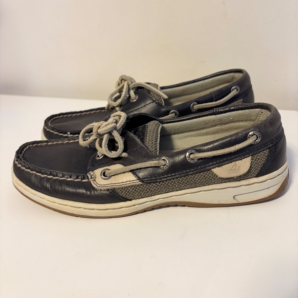 Sperry Top Sider Signature Leather Loafers Boat Shoes Blue Tan Womens US 6.5 - Picture 2 of 5